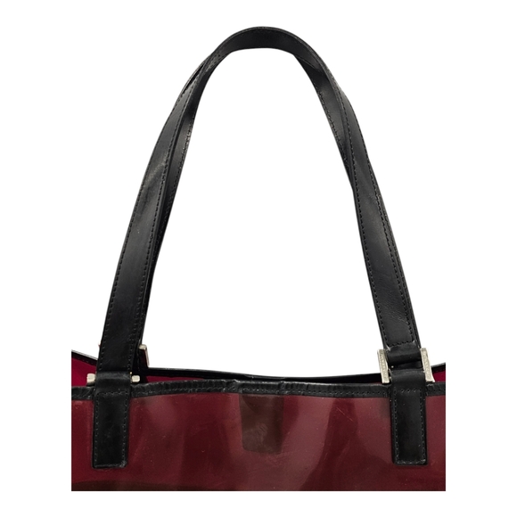 BURBERRY Nova Check Tote Bag Coated Canvas Vinyl Beige Red - Picture 7 of 16